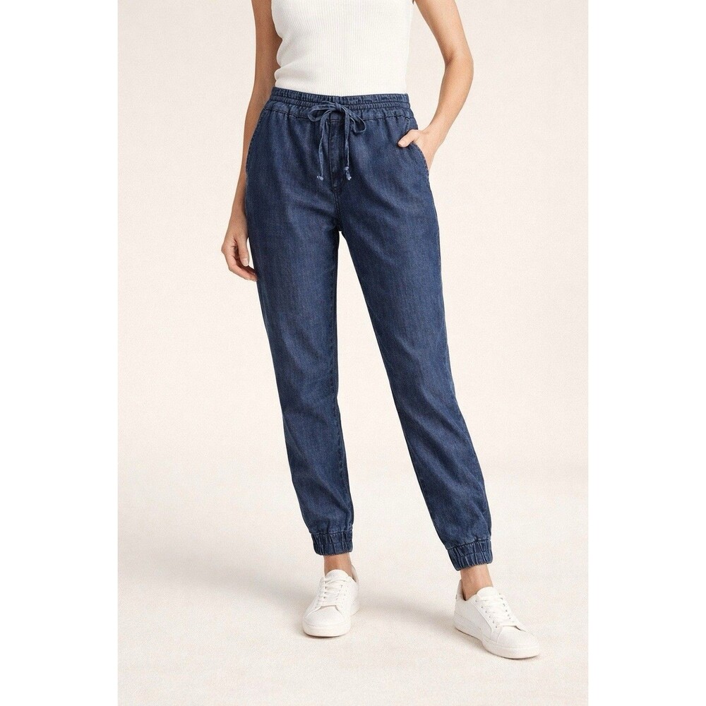 Paige Woman’s Stretch Zip Front Joggers Sz 29 Activewear Utility Pants Blue